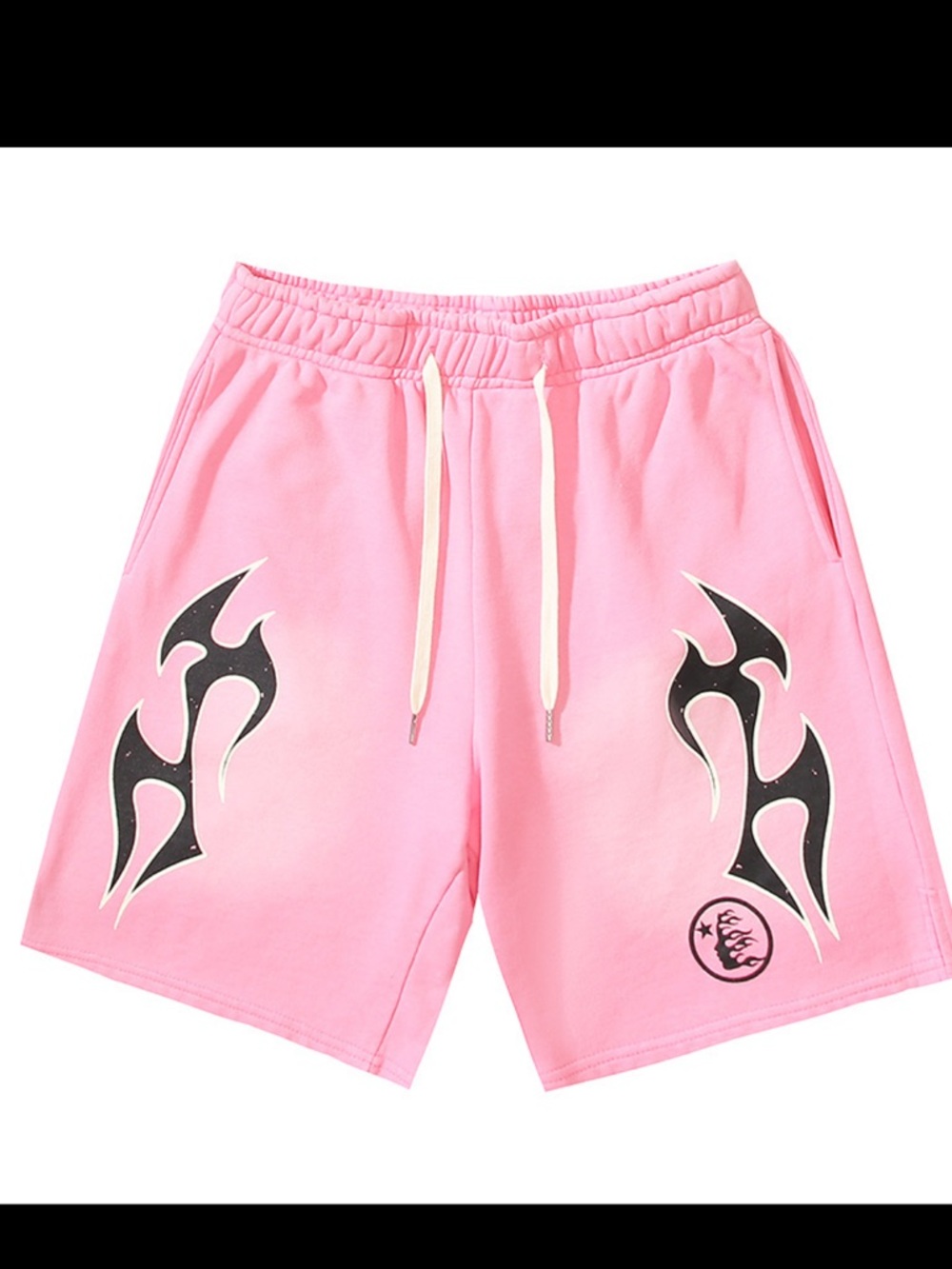 Men's Pink Hellstar tan strings Graphic Drawstring Shorts